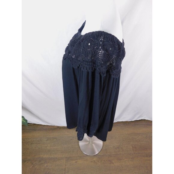 Peck & Peck Black Crochet Off Shoulder Top Boho Witch M - Picture 5 of 11